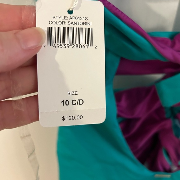 A. Che Luna teal Cutout Shirred Underwire Maillot One Piece Swimsuit 10 C/D - Picture 4 of 5